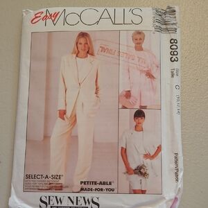 McCall's Women's Cream Pantsuit Pattern - Classic Tailored Set
